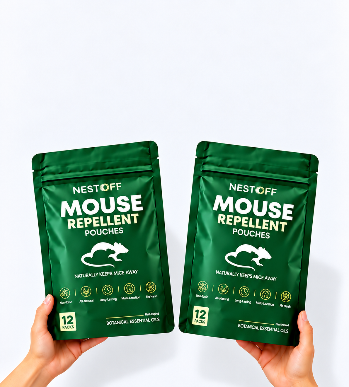 Sealed botanical mouse repellent pouch packaging