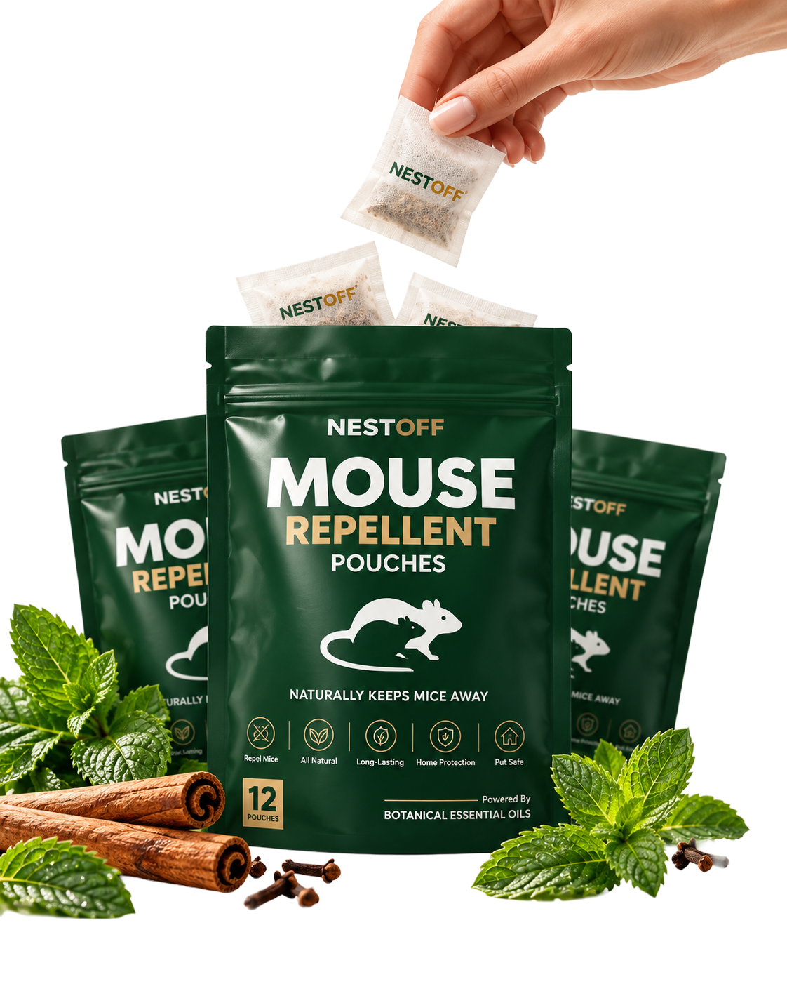 Botanical mouse repellent pouches